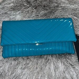 Elegant Quilted Patent Leather Clutch - TEAL - STEVE MADDEN BSIRI